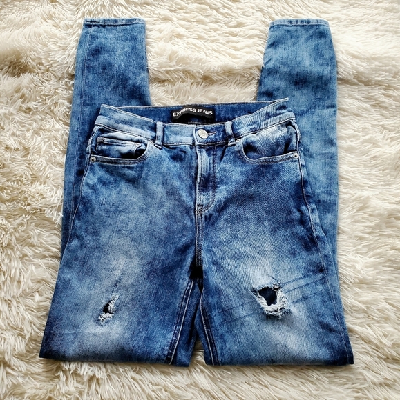 Express Denim - EXPRESS Faded and Destroyed Hi-Rise Jeggings